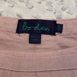 Ladies Lilac Linen Boden A-Line Pleated Skirt Size 14R Summer